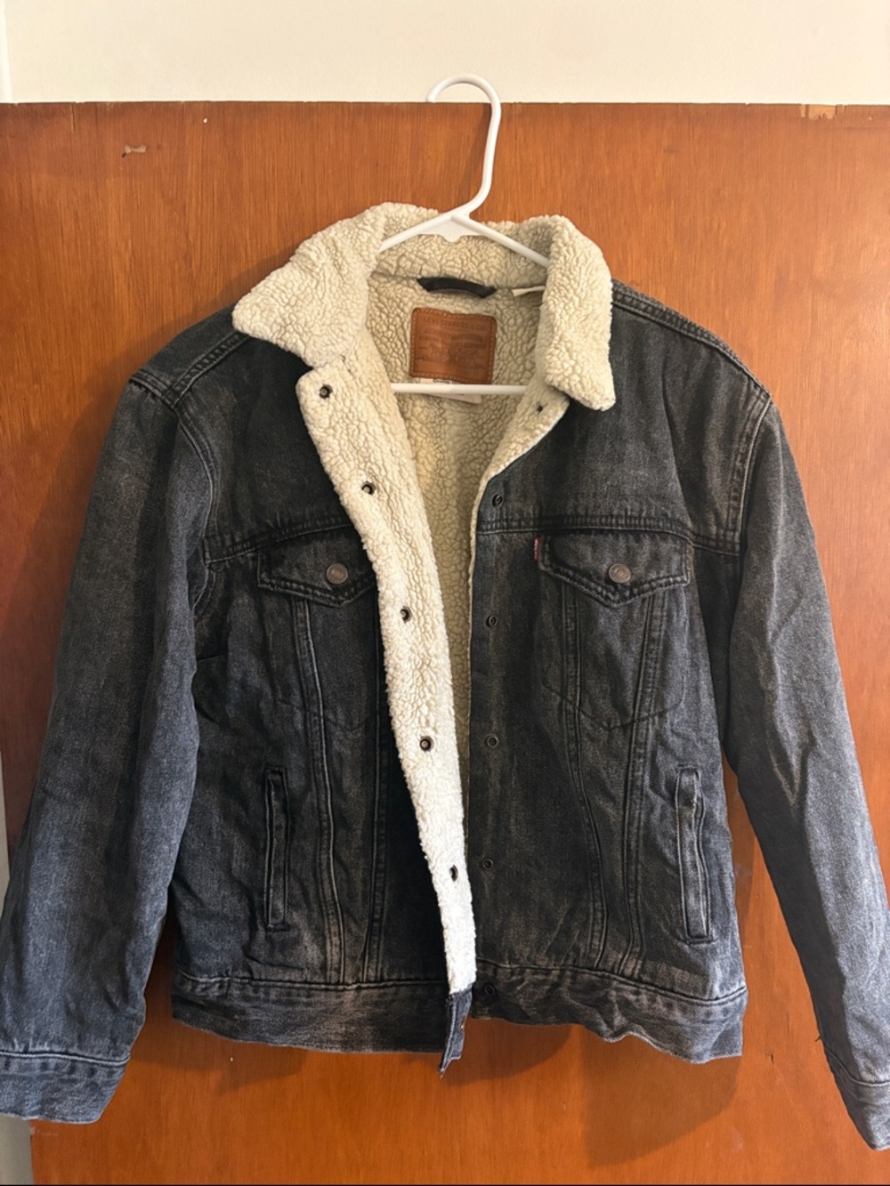 Levi’s Sherpa-Lined Black Denim Jacket - Cream Lining
